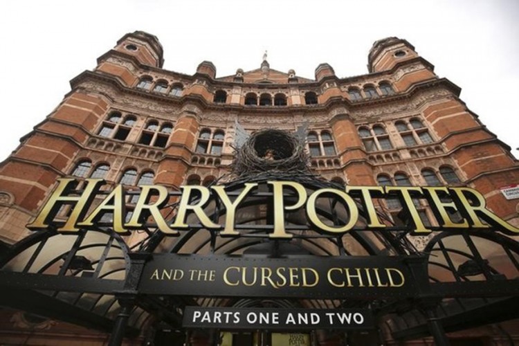 A general view shows The Palace Theatre where the Harry Potter and The Cursed Child parts One and Two play is being staged in London
