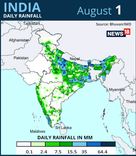 India daily rainfall - August 2018